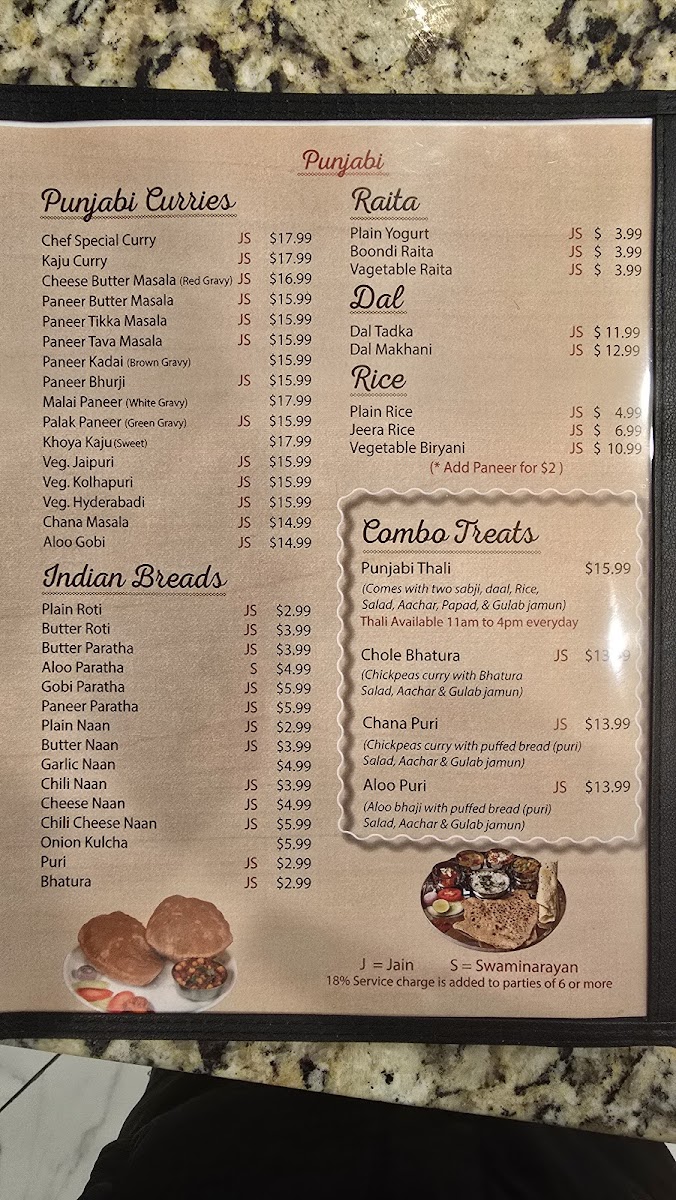 Honest Indian Vegetarian Restaurant Menu - Image 1