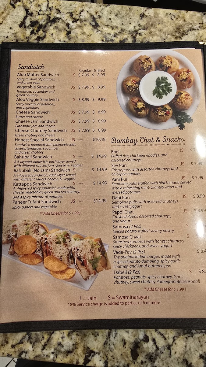 Honest Indian Vegetarian Restaurant Menu - Image 6